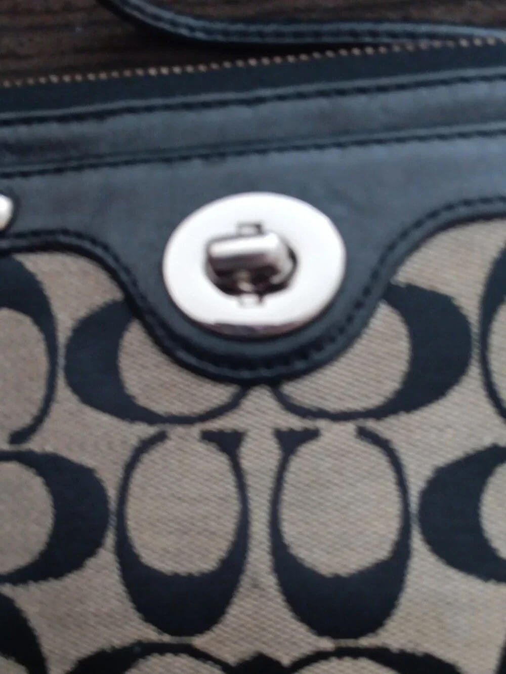 Signature Logo Wristlet in Black and Tan